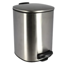 POUBELLE METAL CARREE 5L FREIN DE CHUTE A PEDALE CHROME