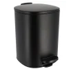 POUBELLE METAL CARREE 5L FREIN DE CHUTE A PEDALE NOIR