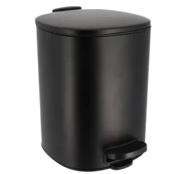 POUBELLE METAL CARREE 5L FREIN DE CHUTE A PEDALE NOIR