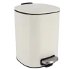 POUBELLE METAL CARRE 5L FREIN DE CHUTE A PEDALE BLANC