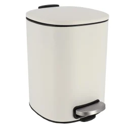 POUBELLE METAL CARRE 5L FREIN DE CHUTE A PEDALE BLANC