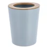 POUBELLE METAL EVASEE COUVERCLE BAMBOU 5L BLEU CLAIR