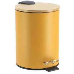 POUBELLE METAL FREIN DE CHUTE 3L MOUTARDE BAMBOU