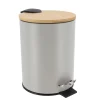 POUBELLE METAL FREIN DE CHUTE 3L GRIS CLAIR BAMBOU