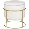 POUF COFFRE VELOURS ELIANE IVOIRE