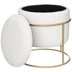 POUF COFFRE VELOURS ELIANE IVOIRE