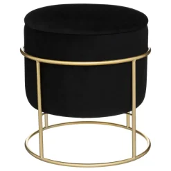 POUF COFFRE VELOURS ELIANE NOIR