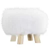 POUF FAUSSE FOURRURE BLANCHE PIEDS 30X24CM
