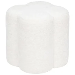 POUF FLEUR CHENILLE LAVON BLANC