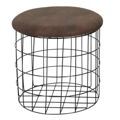 POUF GIGOGNE PU MARRON GM