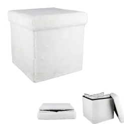 POUF PLIABLE IMITATION FOURRURE BLANC
