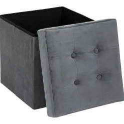 POUF PLIABLE VELOURS GRIS LYSANDRE