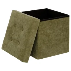 POUF PLIABLE VELOURS LYSANDRE KAKI