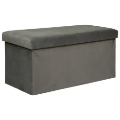 POUF PLIANT DOUBLE VELOURS LILOU GRIS D.76X38CM