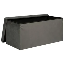 POUF PLIANT DOUBLE VELOURS LILOU GRIS D.76X38CM