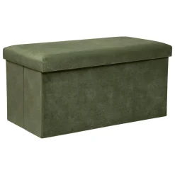POUF PLIANT DOUBLE VELOURS LILOU KAKI D.76X38CM
