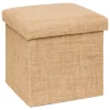 POUF PLIANT EFFET TOILE DE JUTE 31X31CM