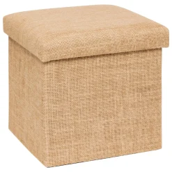 POUF PLIANT EFFET TOILE DE JUTE 31X31CM