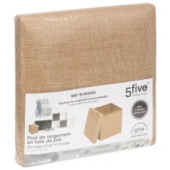 POUF PLIANT EFFET TOILE DE JUTE 31X31CM