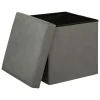 POUF PLIANT VELOURS LILOU GRIS D.38X38CM