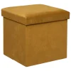 POUF PLIANT VELOURS LILOU OCRE D.38X38CM