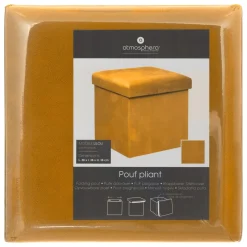 POUF PLIANT VELOURS LILOU OCRE D.38X38CM