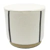 POUF ROND BOUCLETTE ET LISERET NOIR BASE EFFET BOIS H.36CM