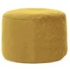 POUF ROND VELOURS JAUNE