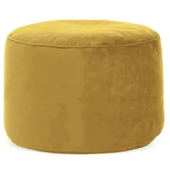 POUF ROND VELOURS JAUNE