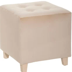 POUF VELOURS BEIGE LEANDRE