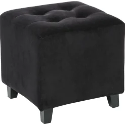 POUF VELOURS NOIR LEANDRE
