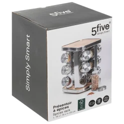 RACK ROTATIF 12 POTS A EPICES INOX ET BAMBOU