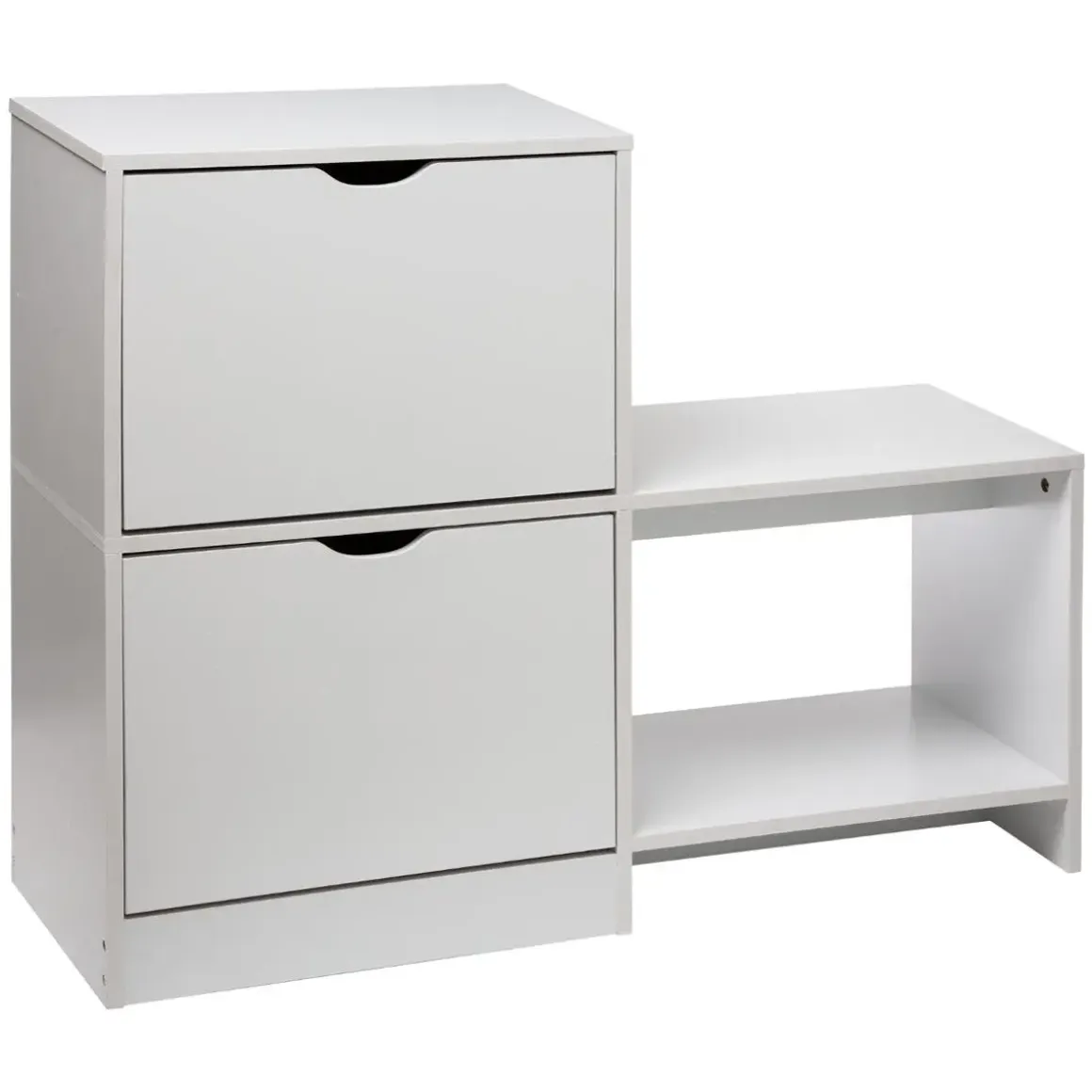 RANGE CHAUSSURES BANC BOIS 2 TIROIRS BLANC