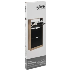 RANGE CHAUSSURES 3 TIROIRS 18 PAIRES BOIS NOIR NATUREL