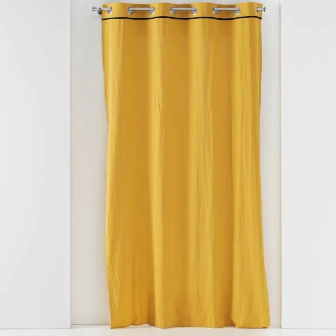 RIDEAU A OEILLETS 135X240CM COTON LAVE LINETTE JAUNE