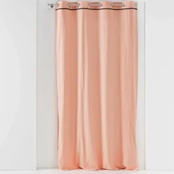 RIDEAU A OEILLETS 135X240CM COTON LAVE LINETTE ROSE