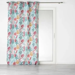 RIDEAU A OEILLETS 140X260CM IMPRIME JACALA BLANC
