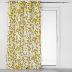 RIDEAU A OEILLETS 140X240CM IMPRIME FICUSIA JAUNE
