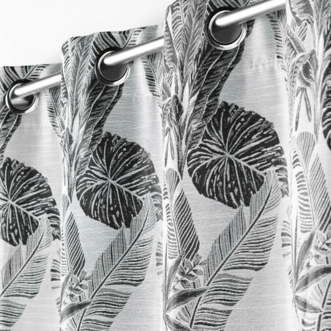 RIDEAU A OEILLETS 140X260CM JACQUARD FAGGY NOIR