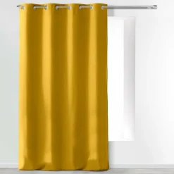 RIDEAU A OEILLETS 140X280CM MICROFIBRE UNI ABSOLU MOUTARDE