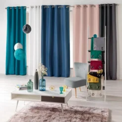 RIDEAU A OEILLETS 140X260CM MICROFIBRE UNIE ABSOLU KAKI