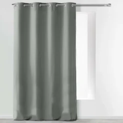 RIDEAU A OEILLETS 140X280CM MICROFIBRE UNI ABSOLU GRIS