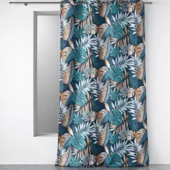 RIDEAU A OEILLETS 140 X 260 CM POLYESTER IMP ALIANOR BLEU