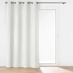RIDEAU A OEILLETS 140X260CM VELOURS RELIEF JAVA BLANC