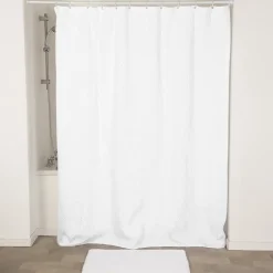 RIDEAU DE DOUCHE MICROFIBRE 180X200CM EFFET GAUFRE BLANC