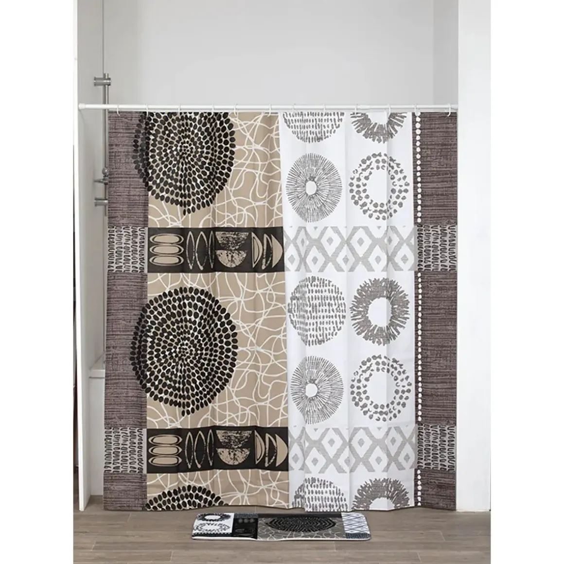 RIDEAU DE DOUCHE PEVA 180X180CM MASAI