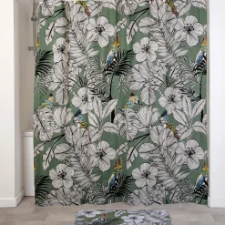 RIDEAU DE DOUCHE 180X180CM JUNGLE FEVER KAKI