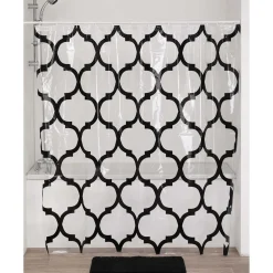 RIDEAU DE DOUCHE 180X180CM TRANSPARENT IMPRIME MARRAKECH