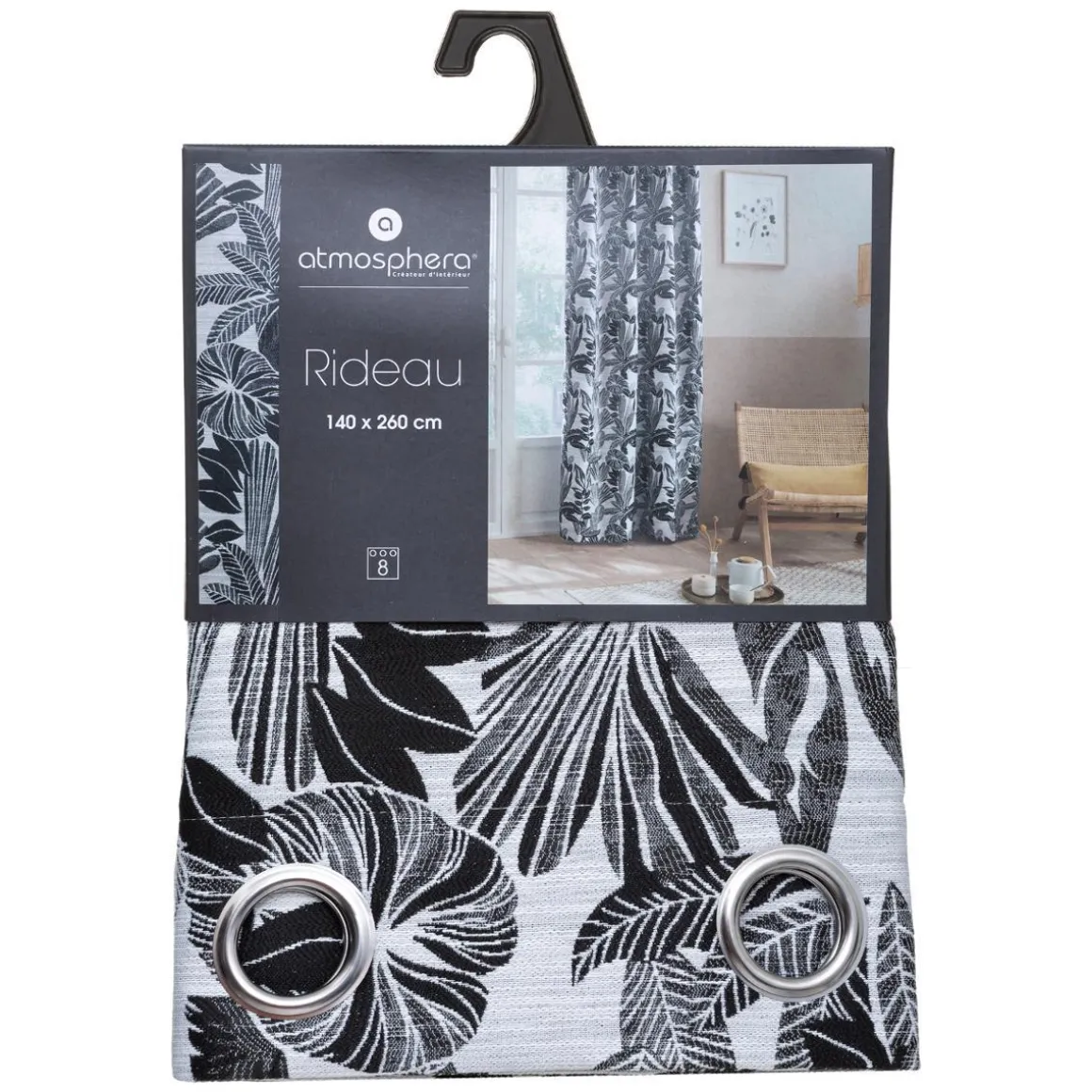 RIDEAU JACQUARD BEJUCO NOIR 140X260CM