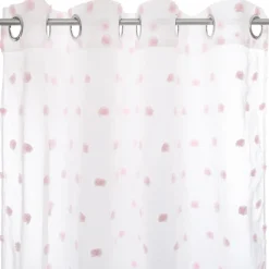 RIDEAU MULTI POMPOMS ROSE 240X140CM
